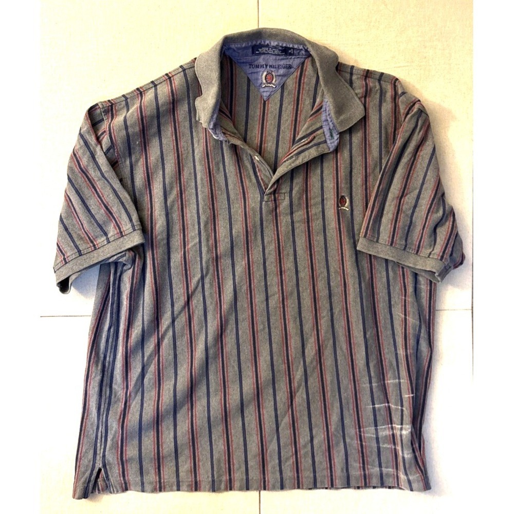Men's Tommy Hilfiger Golf Polo Red Striped Shirt - Adult  Extra Large XL